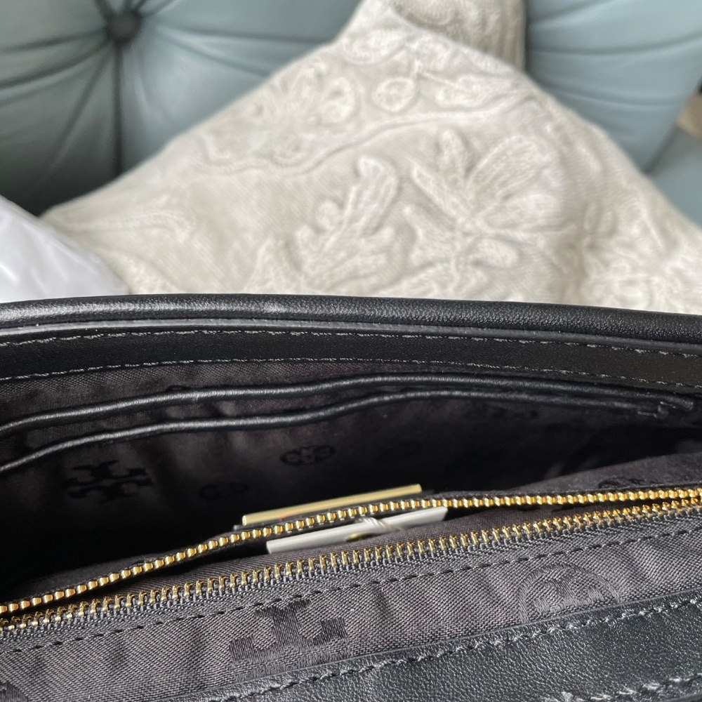 NWT Tory Burch Black Leather Alexa clutch handbag Retail $475 - Picture 10 of 12